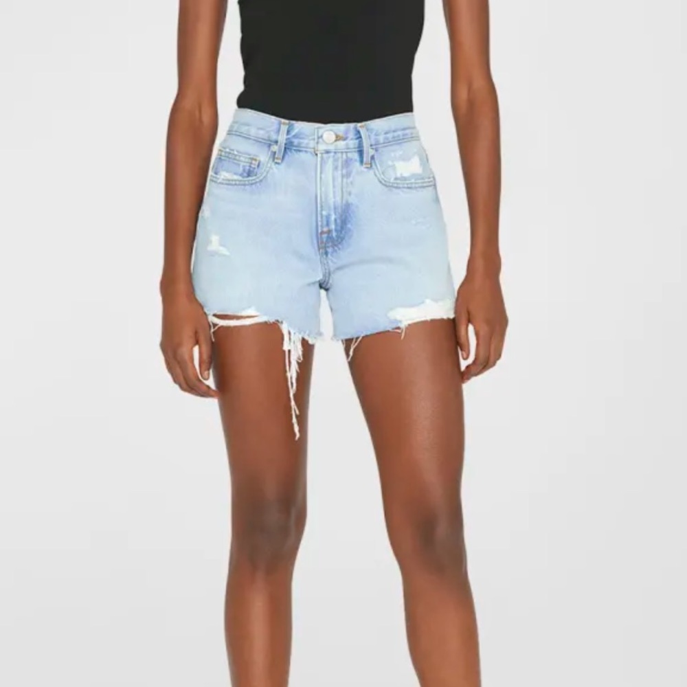 Frame Le Brigette Distressed Denim High Waisted Shorts Size 29